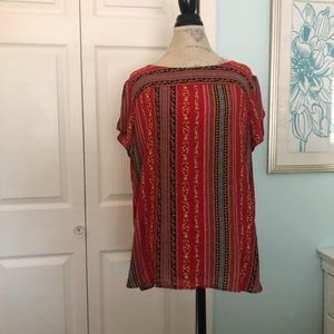 LOFT Short-Sleeved Blouse With Multicolor Stripes